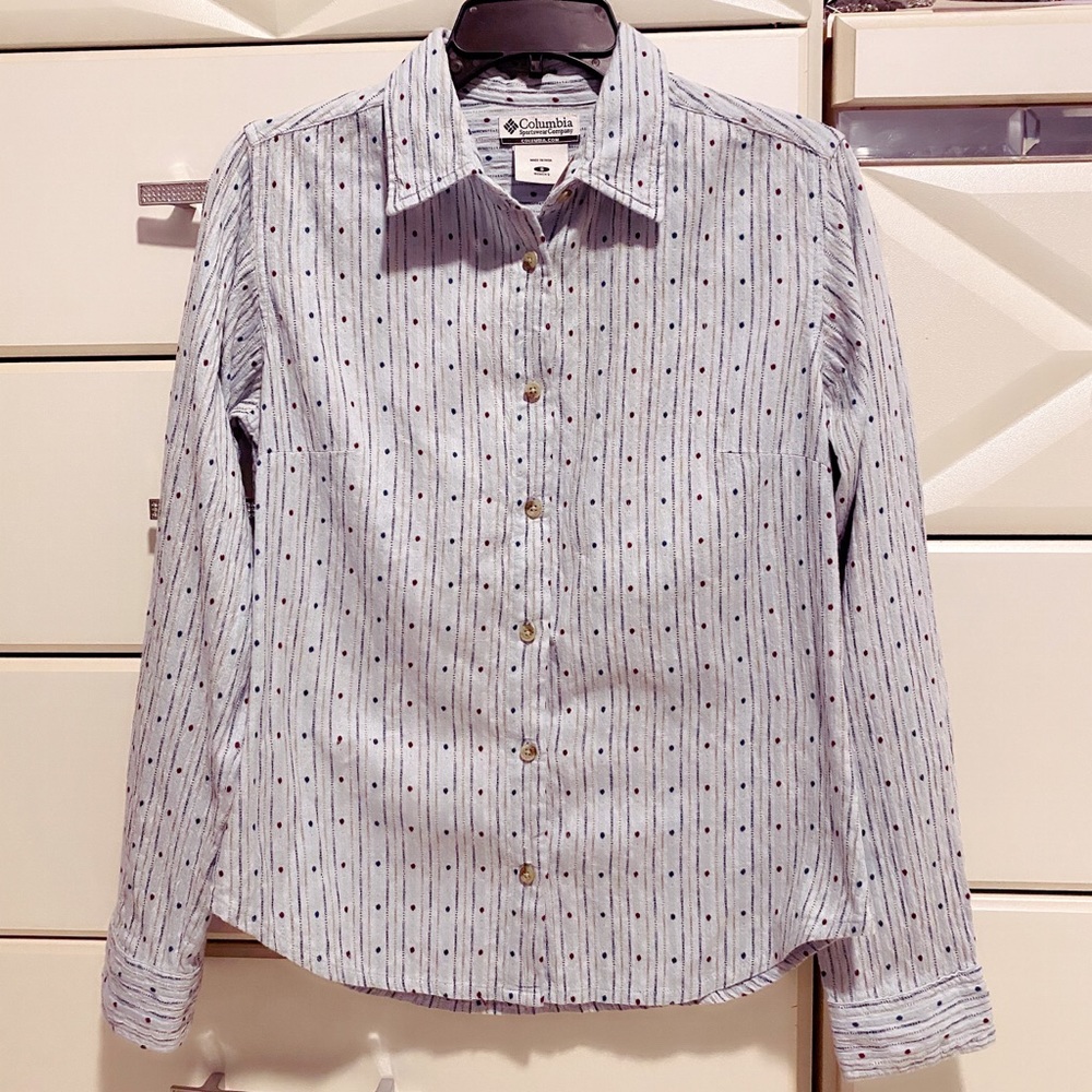 Columbia Light Blue Polka Dot Shirt